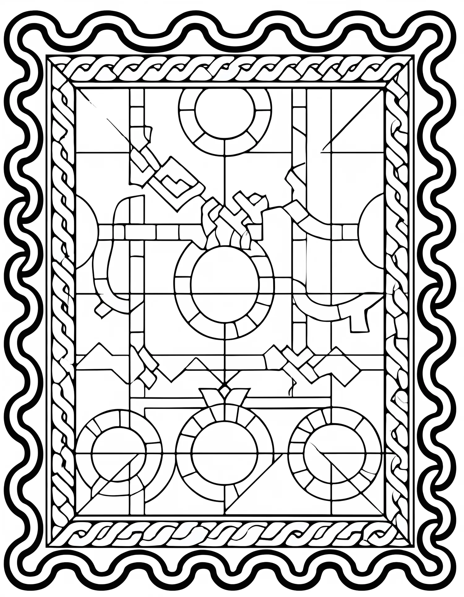 Mosaïque Géométrique Romaine — Coloriage architecture à imprimer gratuitement